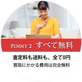 Point2:すべて無料!査定料も送料も、全て0円買取にかかる費用は完全無料